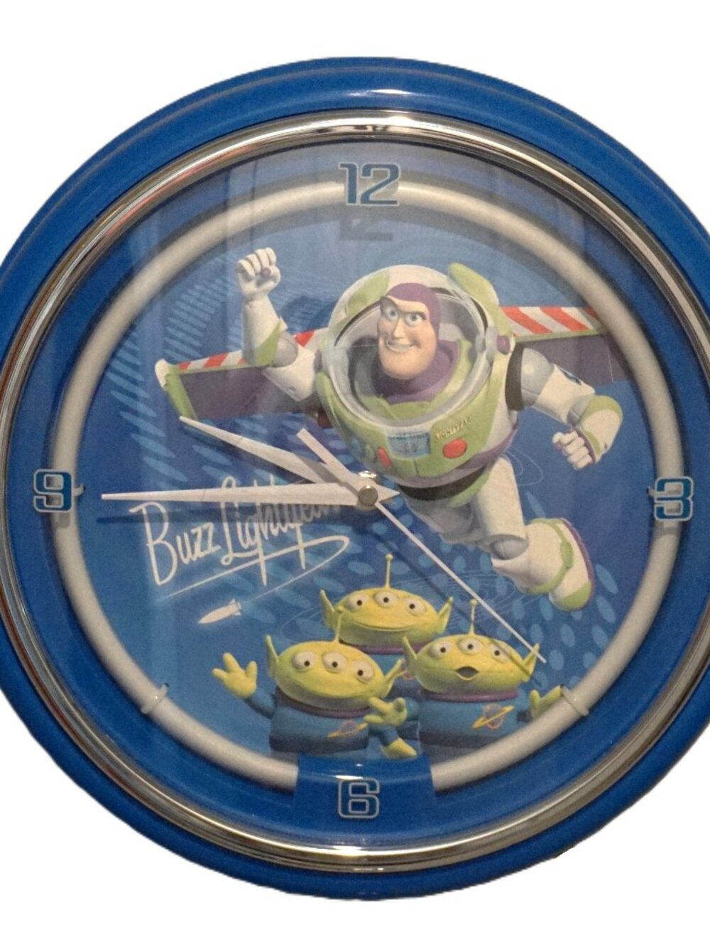 Disney Pixar Buzz Lightyear Blue Neon Wall Clock Rare